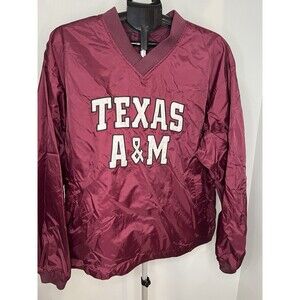 Vintage  Aggies Texas A&M Embroidered Pullover Windbreaker Jacket Lined L V Neck